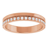 14K Gold Round Natural Diamond Single Sided Stepped-Edge Anniversary Band – 1.7 mm Stones - Rose Gold - view 3