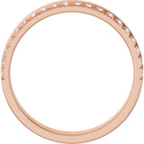 14K Gold Round Natural Diamond Single Sided Stepped-Edge Anniversary Band – 1.7 mm Stones - Rose Gold - view 2