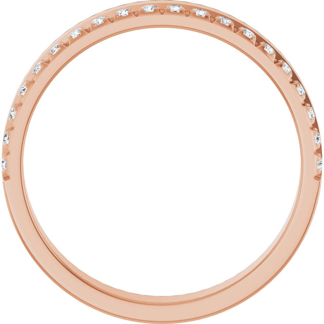 14K Gold Round Natural Diamond Single Sided Stepped-Edge Anniversary Band – 1.7 mm Stones - Rose Gold - view 2
