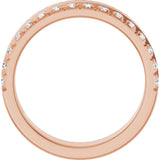 14K Gold Round Natural Diamond Single Sided Stepped-Edge Anniversary Band – 1.7 mm Stones - Rose Gold - view 2