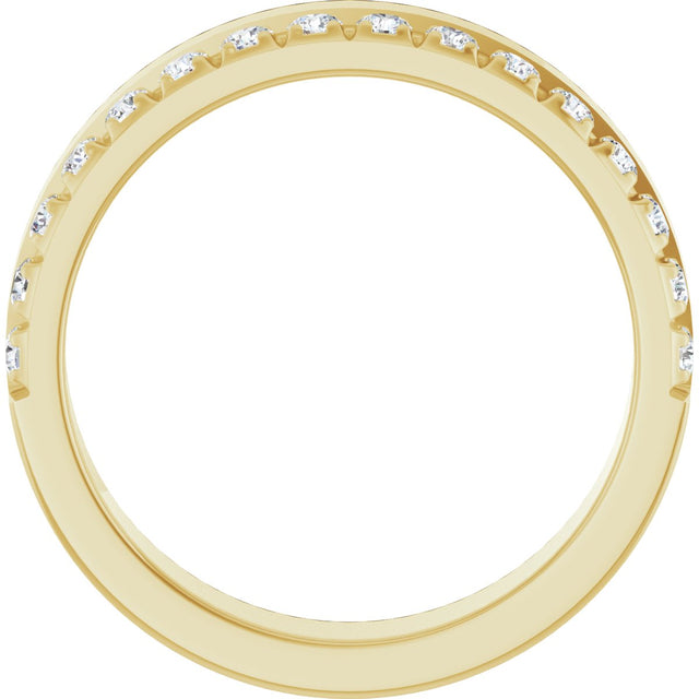 14K Gold Round Lab-Grown Diamond Single Sided Stepped-Edge Anniversary Band – 1.7 mm Stones - Yellow Gold - view 2