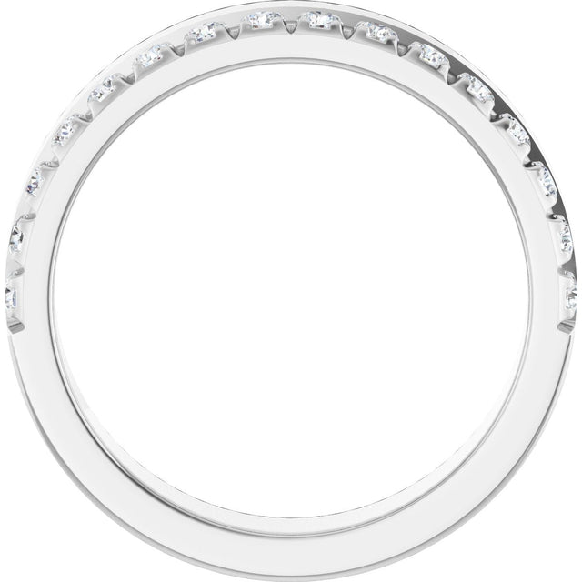 14K Gold Round Natural Diamond Single Sided Stepped-Edge Anniversary Band – 1.7 mm Stones - White Gold - view 2