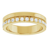 14K Gold Round Lab-Grown Diamond Single Sided Stepped-Edge Anniversary Band – 1.7 mm Stones - Yellow Gold - view 3