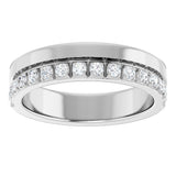14K Gold Round Lab-Grown Diamond Single Sided Stepped-Edge Anniversary Band – 1.7 mm Stones - White Gold - view 3