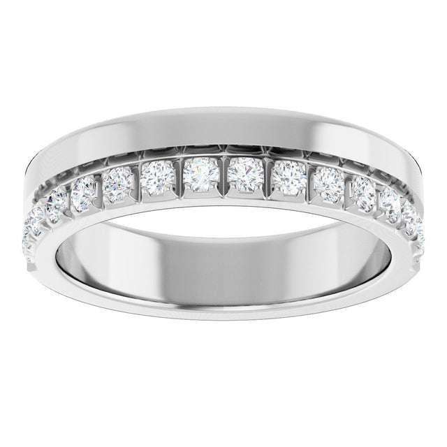 14K Gold Round Lab-Grown Diamond Single Sided Stepped-Edge Anniversary Band – 1.7 mm Stones - White Gold - view 3
