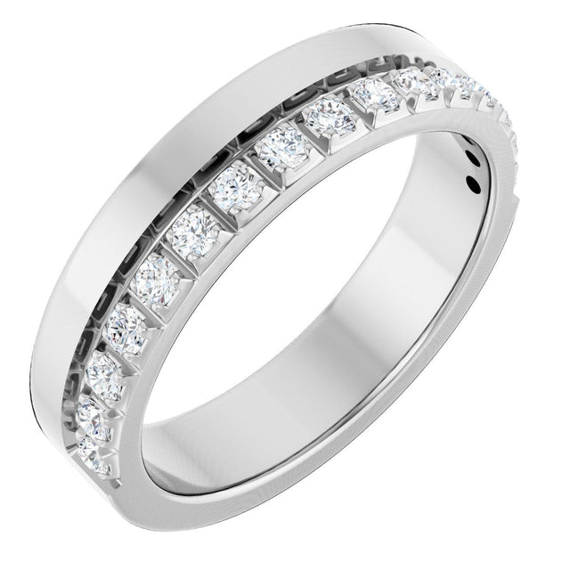 14K Gold Round Lab-Grown Diamond Single Sided Stepped-Edge Anniversary Band – 1.7 mm Stones - White Gold