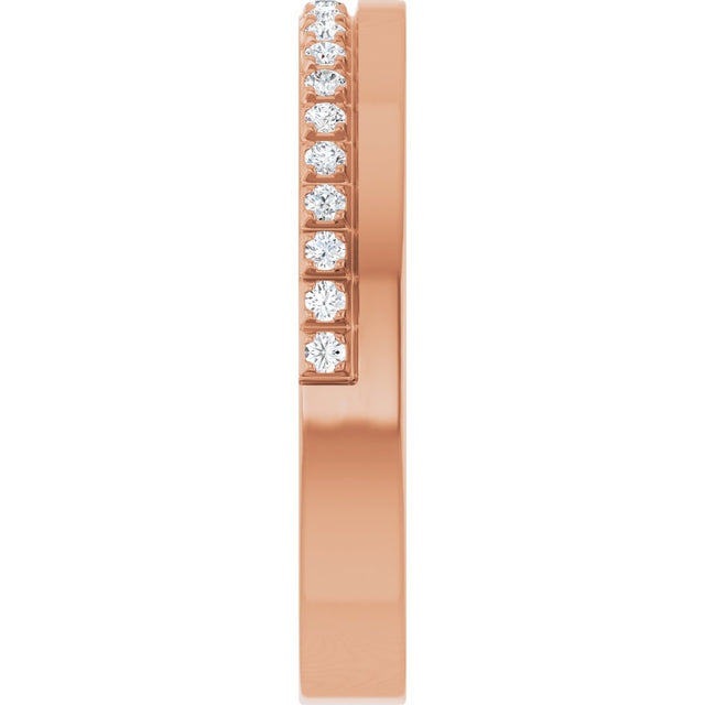 14K Gold Round Natural Diamond Single Sided Stepped-Edge Anniversary Band – 1.7 mm Stones - Rose Gold - view 4