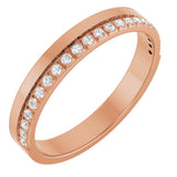 14K Gold Round Natural Diamond Single Sided Stepped-Edge Anniversary Band – 1.7 mm Stones - Rose Gold