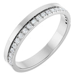 14K Gold Round Natural Diamond Single Sided Stepped-Edge Anniversary Band – 1.7 mm Stones - White Gold