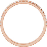 14K Gold Round Natural Diamond Single Sided Stepped-Edge Anniversary Band – 1.7 mm Stones - Rose Gold - view 2