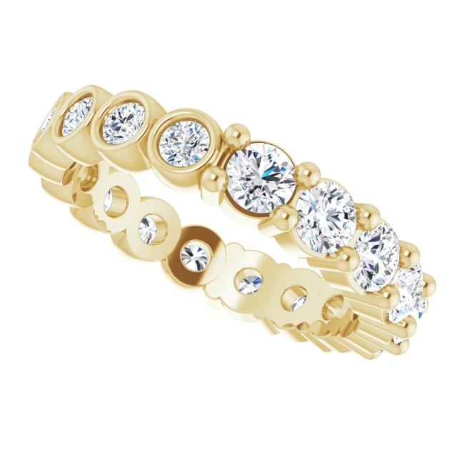 14K Gold Round Natural Diamond Reversible Eternity Band – 3 mm Stones - Yellow Gold - view 5