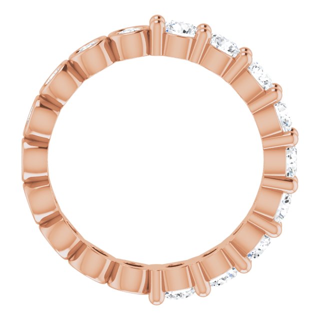 14K Gold Round Natural Diamond Reversible Eternity Band – 3 mm Stones - Rose Gold - view 2