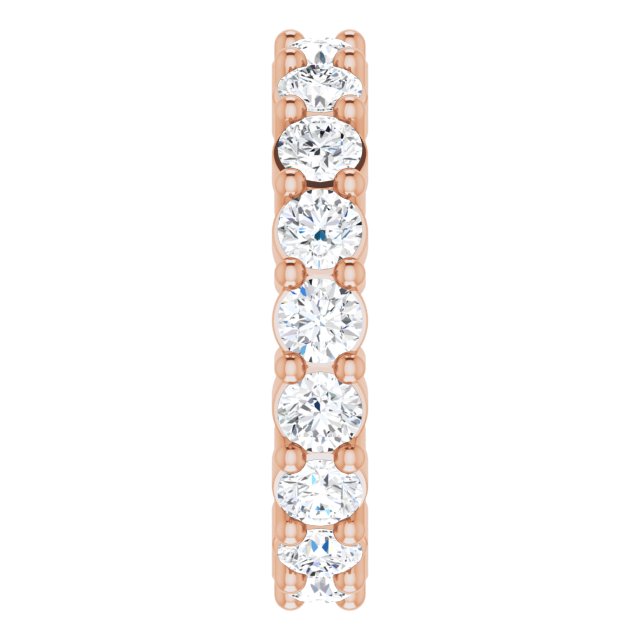 14K Gold Round Natural Diamond Reversible Eternity Band – 3 mm Stones - Rose Gold - view 4
