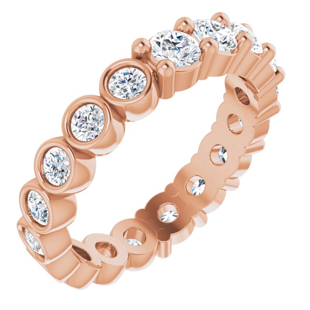 14K Gold Round Natural Diamond Reversible Eternity Band – 3 mm Stones - Rose Gold