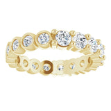 14K Gold Round Natural Diamond Reversible Eternity Band – 3 mm Stones - Yellow Gold - view 3