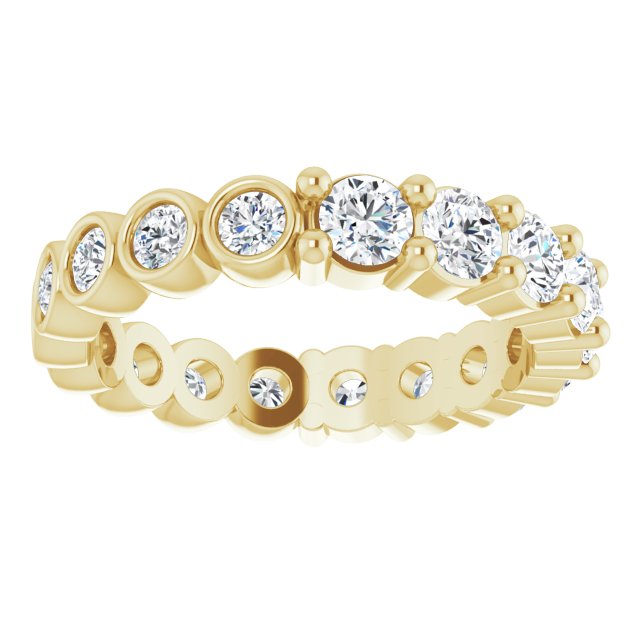 14K Gold Round Natural Diamond Reversible Eternity Band – 3 mm Stones - Yellow Gold - view 3