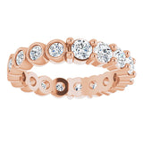 14K Gold Round Natural Diamond Reversible Eternity Band – 3 mm Stones - Rose Gold - view 3