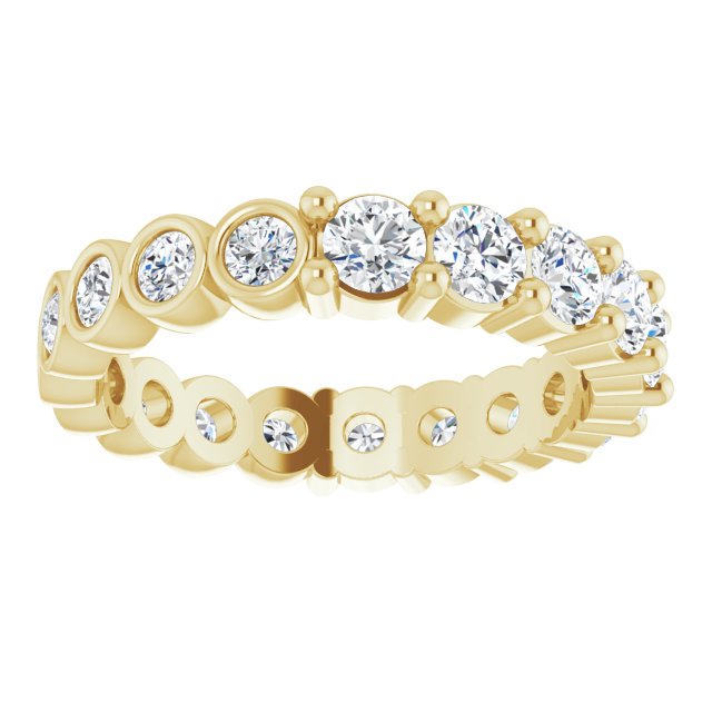 14K Gold Round Natural Diamond Reversible Eternity Band – 3 mm Stones - Yellow Gold - view 3