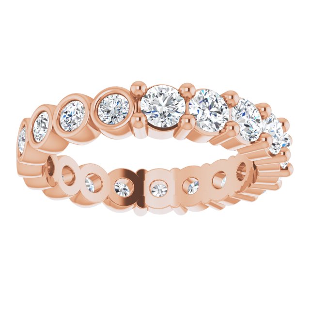 14K Gold Round Natural Diamond Reversible Eternity Band – 3 mm Stones - Rose Gold - view 3
