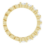14K Gold Round Natural Diamond Reversible Eternity Band – 3 mm Stones - Yellow Gold - view 2