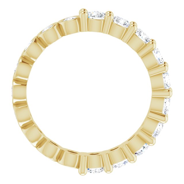 14K Gold Round Natural Diamond Reversible Eternity Band – 3 mm Stones - Yellow Gold - view 2