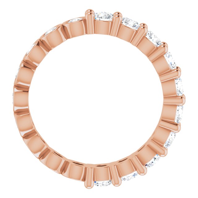 14K Gold Round Natural Diamond Reversible Eternity Band – 3 mm Stones - Rose Gold - view 2