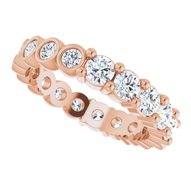 14K Gold Round Natural Diamond Reversible Eternity Band – 3 mm Stones - Rose Gold - view 5