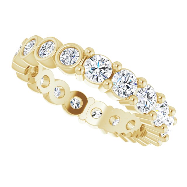14K Gold Round Natural Diamond Reversible Eternity Band – 3 mm Stones - Yellow Gold - view 5