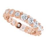 14K Gold Round Natural Diamond Reversible Eternity Band – 3 mm Stones - Rose Gold - view 5