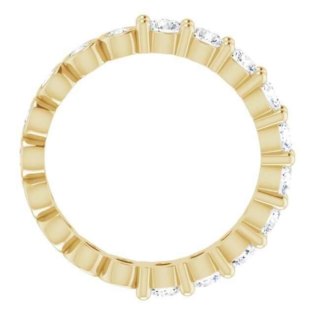 14K Gold Round Natural Diamond Reversible Eternity Band – 3 mm Stones - Yellow Gold - view 2