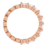 14K Gold Round Natural Diamond Reversible Eternity Band – 3 mm Stones - Rose Gold - view 2