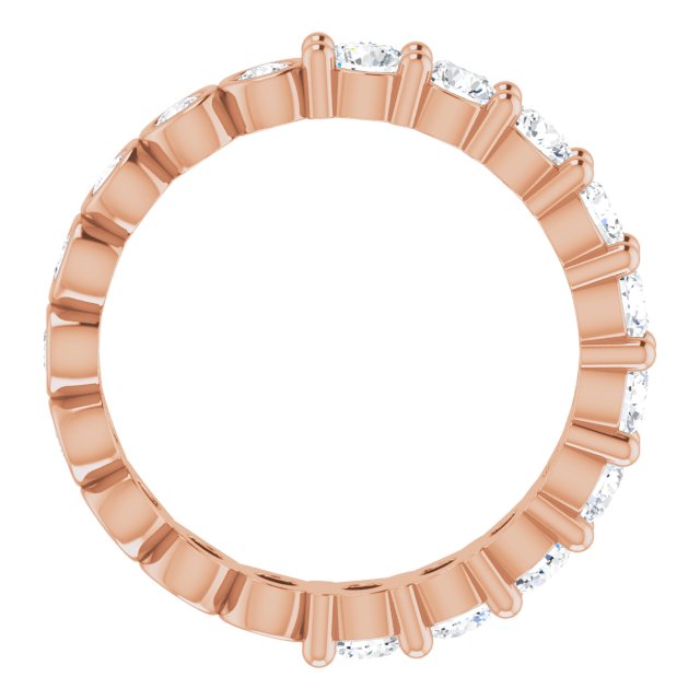 14K Gold Round Natural Diamond Reversible Eternity Band – 3 mm Stones - Rose Gold - view 2