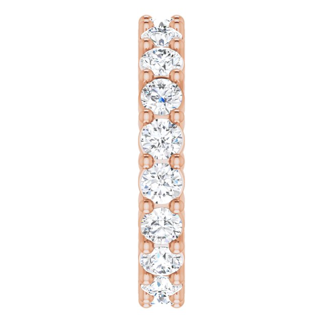 14K Gold Round Natural Diamond Reversible Eternity Band – 3 mm Stones - Rose Gold - view 4