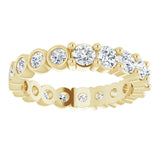 14K Gold Round Natural Diamond Reversible Eternity Band – 3 mm Stones - Yellow Gold - view 3
