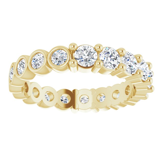 14K Gold Round Natural Diamond Reversible Eternity Band – 3 mm Stones - Yellow Gold - view 3
