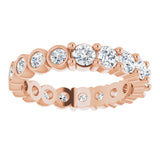14K Gold Round Natural Diamond Reversible Eternity Band – 3 mm Stones - Rose Gold - view 3