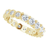 14K Gold Round Natural Diamond Reversible Eternity Band – 3 mm Stones - Yellow Gold - view 5