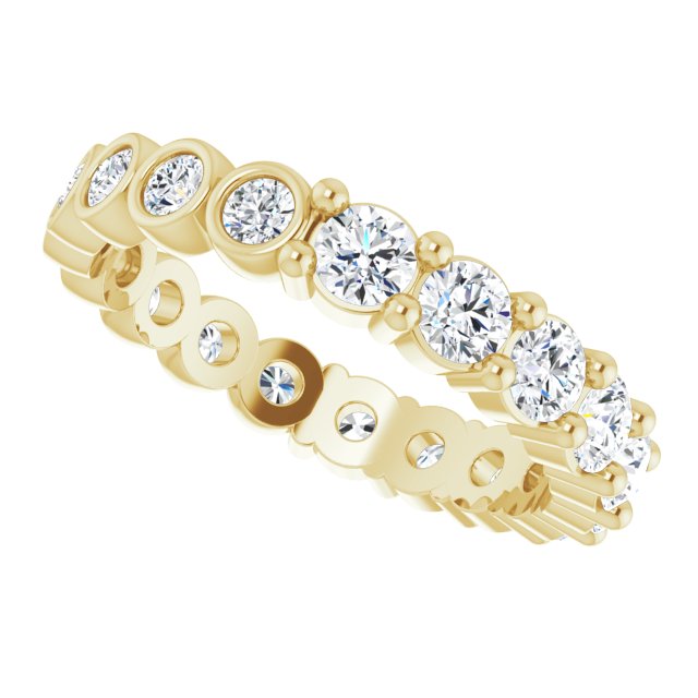 14K Gold Round Natural Diamond Reversible Eternity Band – 3 mm Stones - Yellow Gold - view 5