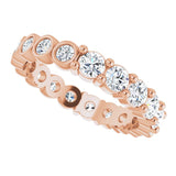 14K Gold Round Natural Diamond Reversible Eternity Band – 3 mm Stones - Rose Gold - view 5