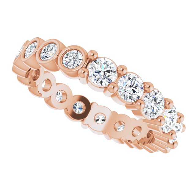 14K Gold Round Natural Diamond Reversible Eternity Band – 3 mm Stones - Rose Gold - view 5