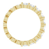 14K Gold Round Natural Diamond Reversible Eternity Band – 3 mm Stones - Yellow Gold - view 2