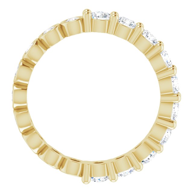 14K Gold Round Natural Diamond Reversible Eternity Band – 3 mm Stones - Yellow Gold - view 2