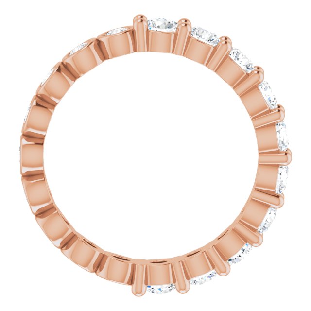 14K Gold Round Natural Diamond Reversible Eternity Band – 3 mm Stones - Rose Gold - view 2
