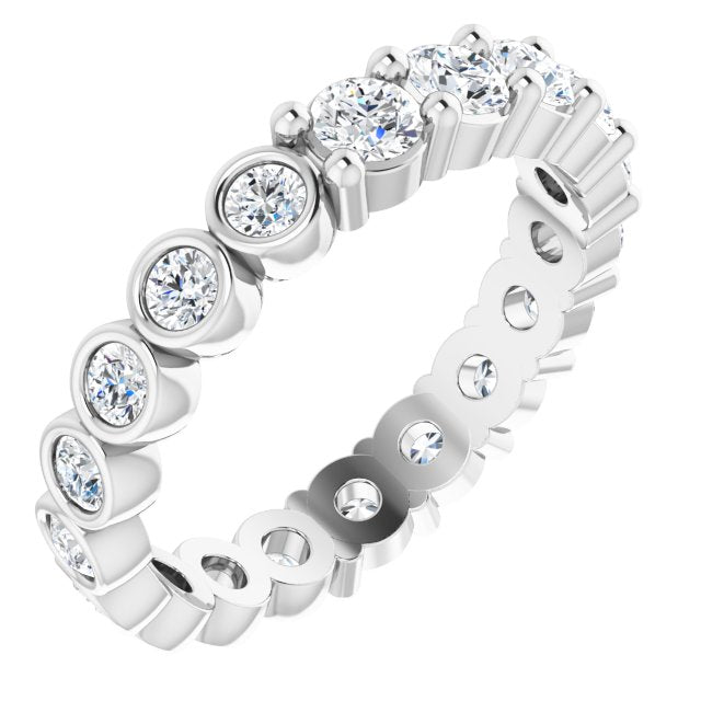 14K Gold Round Natural Diamond Reversible Eternity Band – 3 mm Stones - White Gold