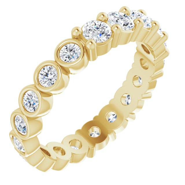 14K Gold Round Natural Diamond Reversible Eternity Band – 3 mm Stones - Yellow Gold