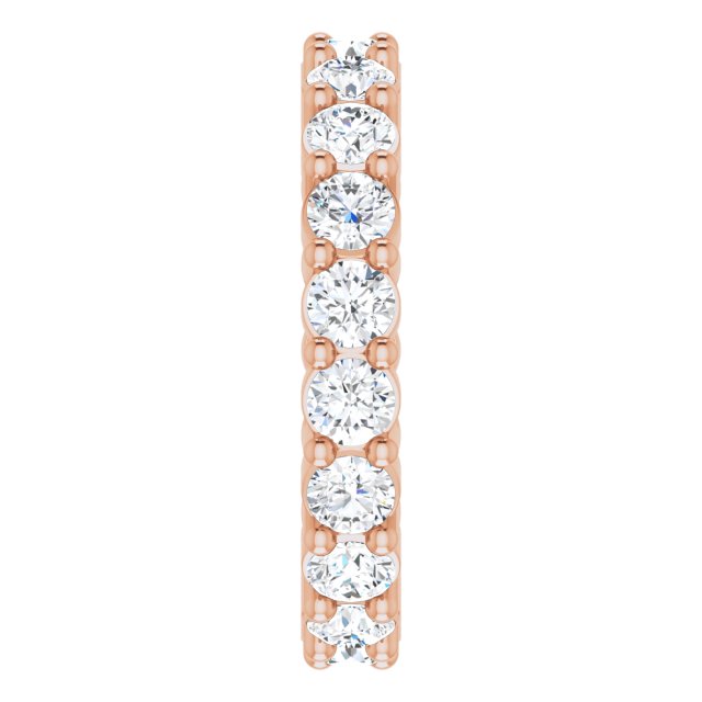 14K Gold Round Natural Diamond Reversible Eternity Band – 3 mm Stones - Rose Gold - view 4