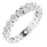 14K Gold Round Natural Diamond Reversible Eternity Band – 3 mm Stones - White Gold