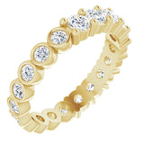 14K Gold Round Natural Diamond Reversible Eternity Band – 3 mm Stones - Yellow Gold