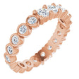 14K Gold Round Natural Diamond Reversible Eternity Band – 3 mm Stones - Rose Gold