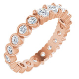 14K Gold Round Natural Diamond Reversible Eternity Band – 3 mm Stones - Rose Gold